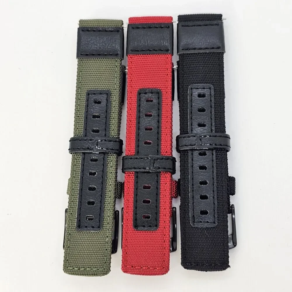 3X Men's 22MM Premium Rugged Canvas Watch‎ Strap Green Red Black Quick-Release